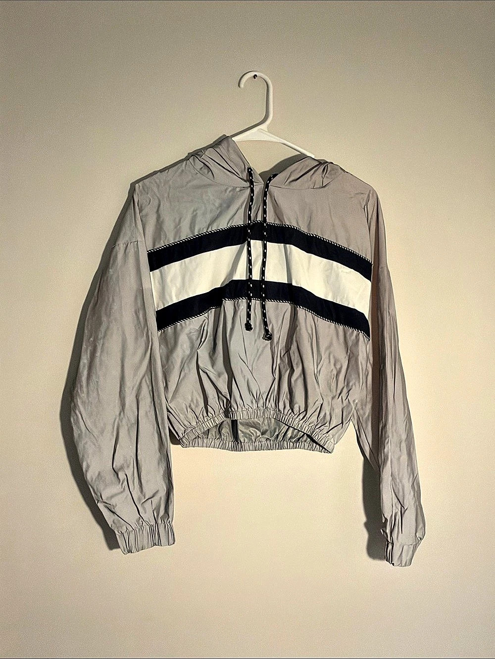 Akira Reflective Color Block Cropped Windbreaker Size Small